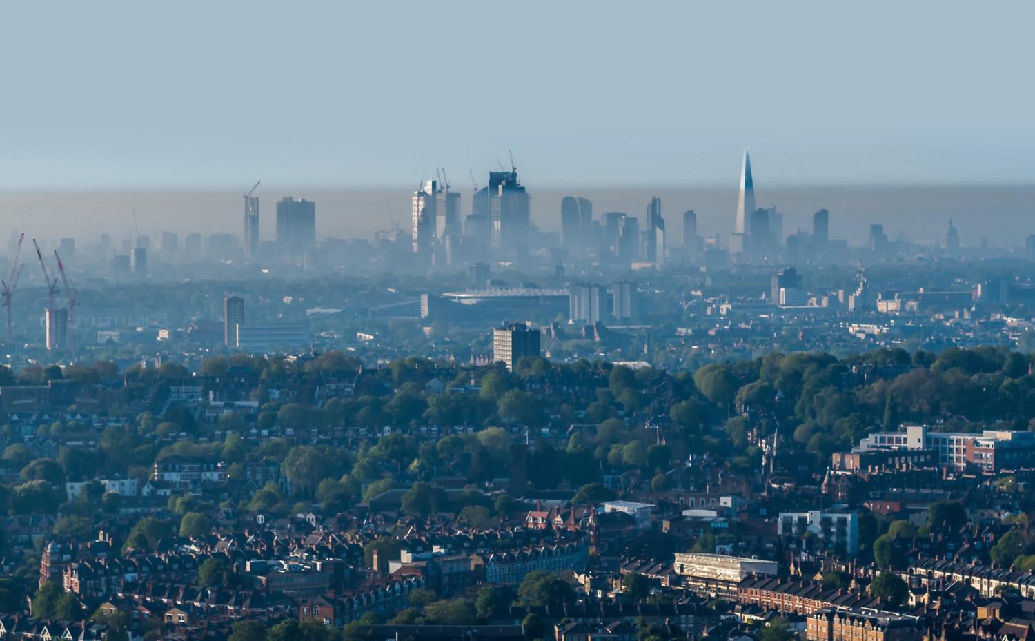 Polluted city skyline